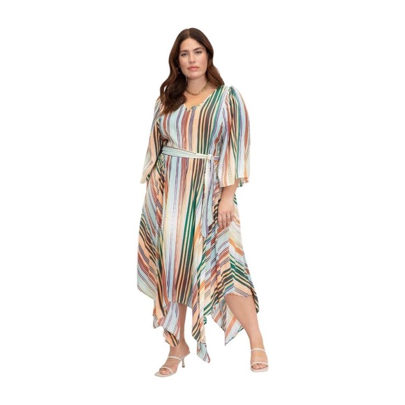 Eloquii Dresses & Skirts - NWT Eloquii Elements Womens Plus Size Striped Kimono Sleeve Maxi Dress Sz. 18